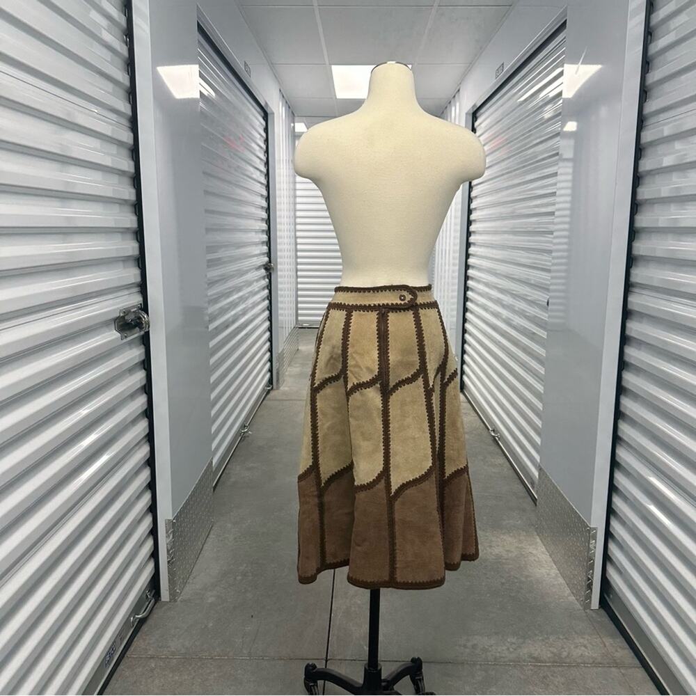Vintage 70s young east brown suede a line skirt 13/14 - Picture 9 of 16